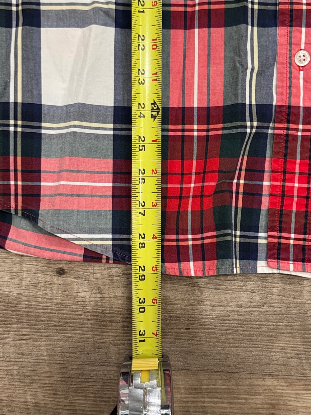 Vintage Nautica Red Navy White Tartan Plaid Button-Down Shirt Size Large - Picture 9 of 11